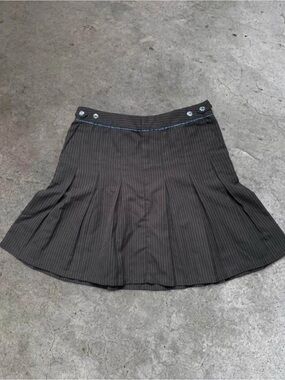 Volcom Pinstripe Pleated Skater Skirt in Charcoal